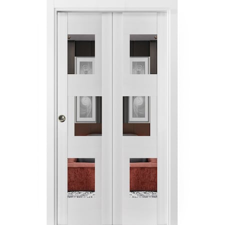 Vdomdoors Sliding Closet Bi-fold Doors White Solid Core Modern Interior SETE6999BF-WS-60 x 96 (2* 30x96)