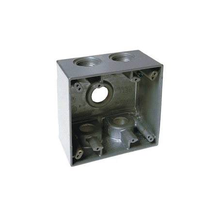 Bell Gray 2-Gang Weatherproof Deep Box with Five 3/4 in. Threaded Outlets 5388-0