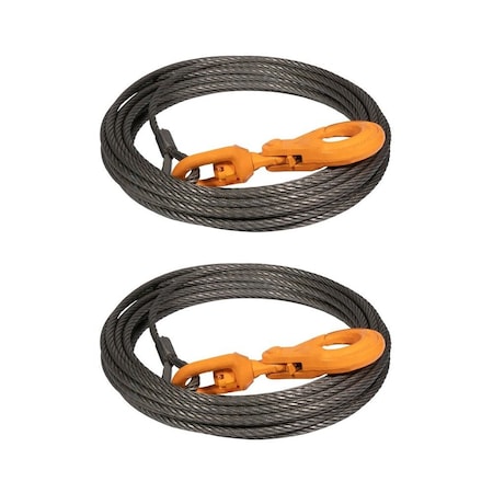 Mytee Products 7/16 inx75 ft Winch Cable Rope Wrecker Tow Truck Rollback - Steel Core, 18,100 lbs BS, 2PK WW716-75x2