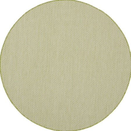 Homeroots 5' Ivory And Green Round Geometric Indoor Outdoor Area Rug 552430