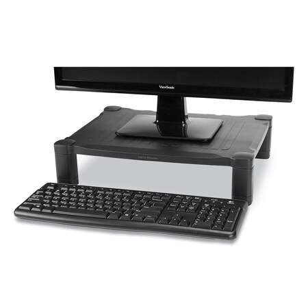Mind Reader Adjustable Rectangular Monitor Stand, 17" x 13" x 3.75" to 5.75", Black, Supports 22 lbs PLMONST-BLK