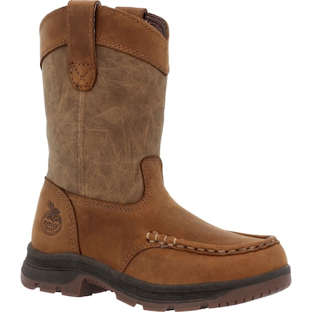 Georgia Youth Pull On Boot, 4.5 M, Leather, 8 in H, Brown GB00705Y