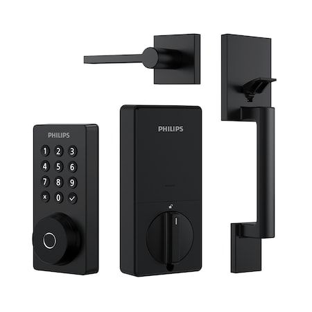 Philips Smart Wi-Fi Door Lock with Push Button Lighted Keypad Pin Code, Fingerprint Scanner BUN1042HWZHBK