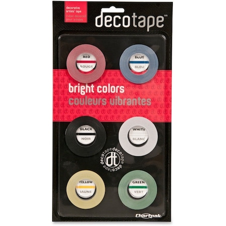 Chartpak Decorative Tape, 1/8x324", Assorted, PK6 DEC001
