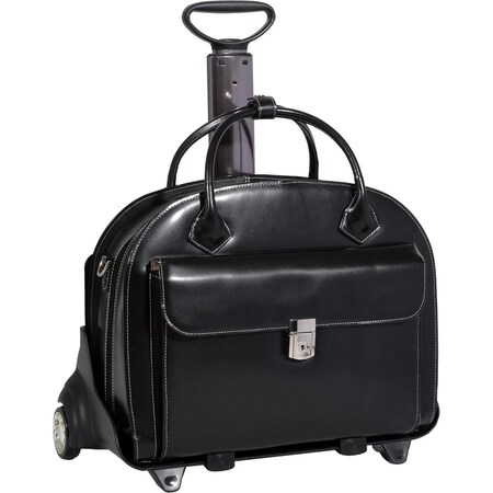 Mckleinusa Glen Ellyn W Series Leather Detachable-Wheeled Ladies Case with Removable Sleeve - Black 94365