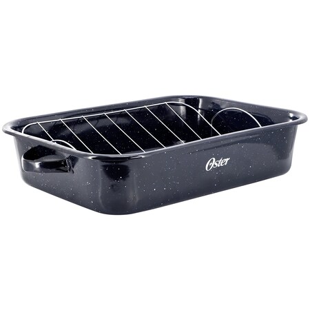 Oster Castillo 17 x 12 Inch Enamel on Steel Baking Pan with Removable Rack in Blue 143751.02