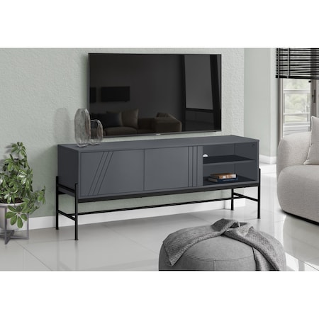 Monarch Specialties Tv Stand, 60 Inch, Console, Storage Cabinet, Living Room, Bedroom, Grey Laminate I 2739