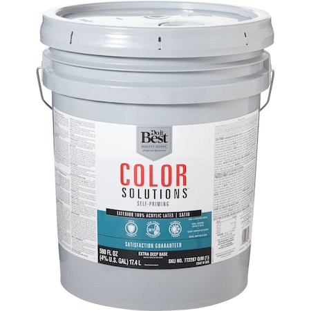 Do It Best Color Solutions 100% Acrylic Latex Self-Priming Satin Exterior House Paint Extra Deep Base 5 Gal. CS43W0803-20