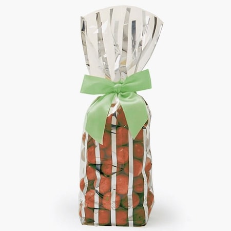 Nashville Wraps Silver Stripe Cello Bags, 1.4 mil, 2.25x1.5x8.75, 100PK 96501