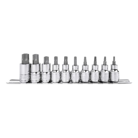 Genius Tools 10PC 1/2in Dr. Tamperproof Star Bit Socket Set(55mmL) BS-410TA