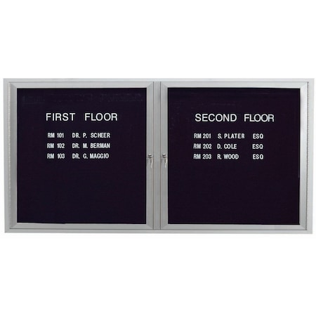 Aarco Outdoor Enclosed Directory w/ Al Frame, Clear Satin Anodized Finish, 36''Hx72''W OADC3672