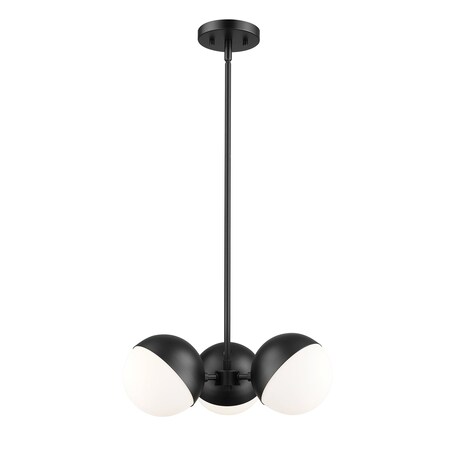 Z-Lite Realm Sphere 3 Light Chandelier, Matte Black, 17.25 In W x 6.25 In H 7517-3MB