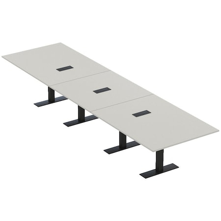 Skutchi Designs 16 Person Conference Table With Power Unit | 16' Rectangular Table | Harmony Series HAR-REC-48x192-T.BK-U779-EBLK