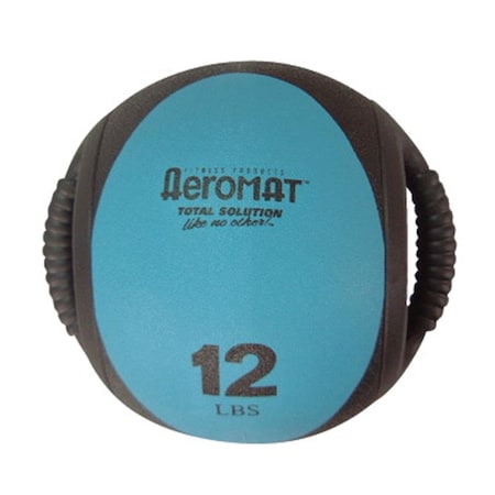 Aeromat Dual Grip Power Med Ball 9 in. Dia. 12 LB Black- Teal 35134