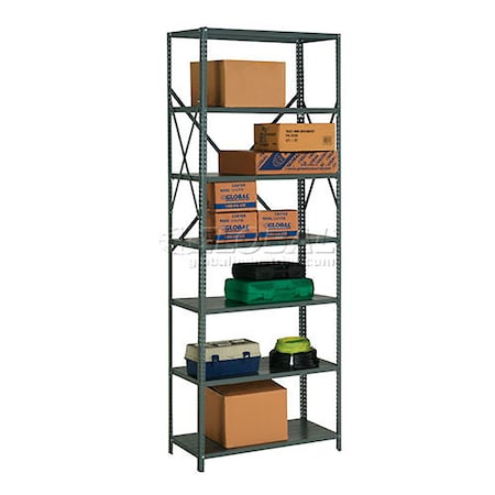 Global Industrial 7 Shelf, Open Steel Shelving, 48"W x 30"D x 97"H, Starter, 20 GA, Gray 234546A