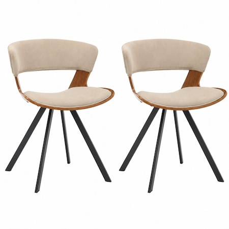 Leisuremod Nymia Modern Leather or Velvet Dining Chair with Splayed Iron Legs, 2PK NCWN-22LBR2