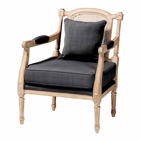 Baxton Studio Clemence French Provincial Grey Fabric Whitewashed Mahogany Wood Armchair 254-13828-ZORO