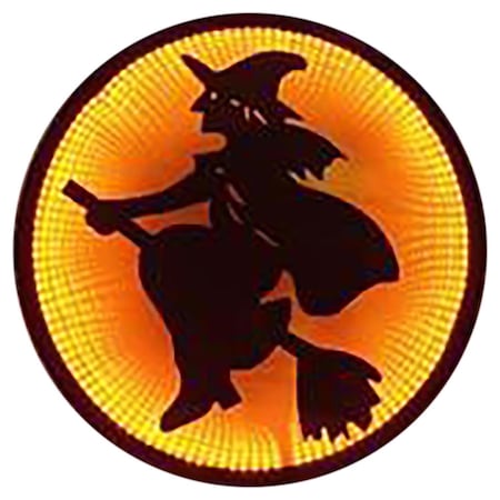 Celebrations Orange 63 ct 13.75 in. LED Prelit Witch on Broom Window Decor 32170-71
