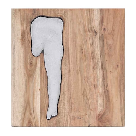 Homeroots 13" X 13" X 1" Silver Natural Wood And Metal Wall Tile 354774