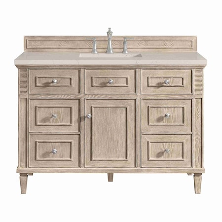 James Martin Vanities Lorelai 48" Sgl Vanity, Whitewashed Oak, w/ 3 CM Siberian Silestone Top w/FreePower Wireless Charger 424-V48-WWO-FSFR