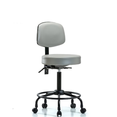 Blue Ridge Ergonomics Med Bench Stool, Vinyl, Bk, RT, Casters, Dov BR-VMBST-RT-T0-RC-8567