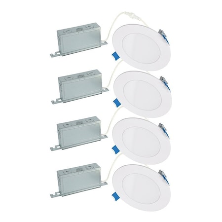 Halo HLB Lite Series Canless Downlight, 8.3, 8.5 W, 120 V, LED Lamp, Plastic, White, Matte HLBSL406FS5-4PK