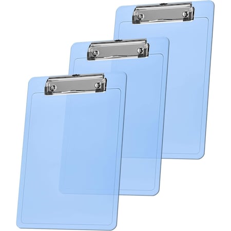 Acrimet Clipboard Memo Size A5 Low Profile Clip (Plastic) (Clear Blue Color), 3PK 137B.2