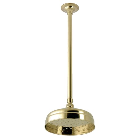 Kingston Brass 8" Round Brass Shower Head with 17" Ceiling Mounted Shower Arm, Brushed Brass K124K27