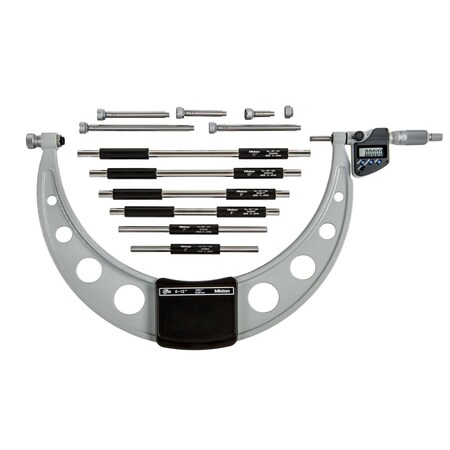 Mitutoyo Digimatic Interchangeable Anvil Micrometer, I/M 6-12 In, .00005 In, O, RS 340-352-32