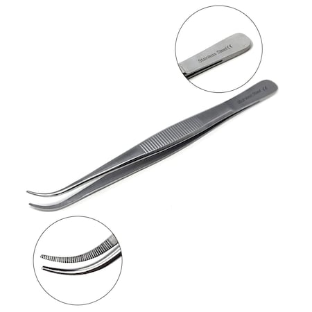 A2Z Scilab Culinary Tweezers, Narrow Precision Serrated Jaws, 6 Inch Curved, Stainless Steel Tongs A2Z-ZR1045
