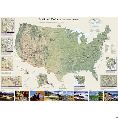 National Geographic National Parks of the United States Map, Laminated, 42'' x 30'' RE01020602