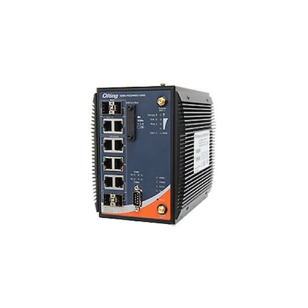 Oring Industrial Networking Industrial 4G LTE Cellular M2M IoT Gateway with 4x10/100/1000Base-TX and 4xG IGMG-P83244GC+-D4G