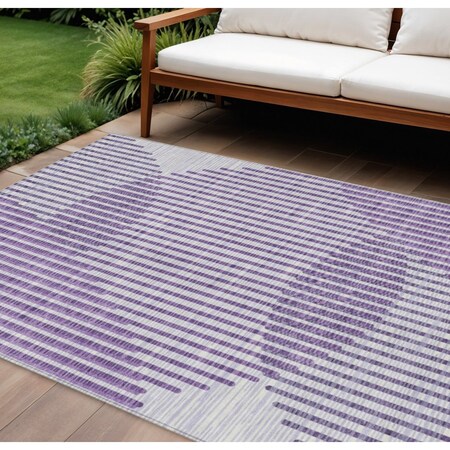 Homeroots 8' X 10' Purple Gray And Ivory Geometric Washable Indoor Outdoor Area Rug 597658