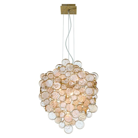 Eurofase Trento Transitional Halogen Chandelier, 15-Light, Clear/Champagne Silver 34030-026