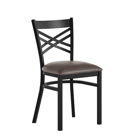 Flash Furniture HERCULES Black inX in Back Metal Restaurant Chair - Mocha Vinyl Seat XU-6FOBXBK-MCHV-GG