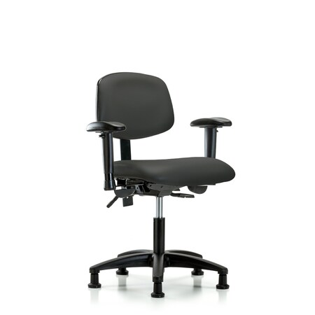 Blue Ridge Ergonomics Desk Chair Desk Chair, Vinyl, Tilt AA Glides, Gry, Adjustable Arms, 18" to 23" Height, Vinyl, Charcoal BR-VDHCH-RG-T1-A1-RG-8605