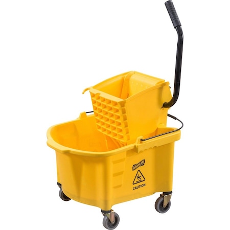 Genuine Joe Splash Shield Mop Bucket/Wringer - 26 Quart - Plastic  - Yellow - 1 Each GJO60466