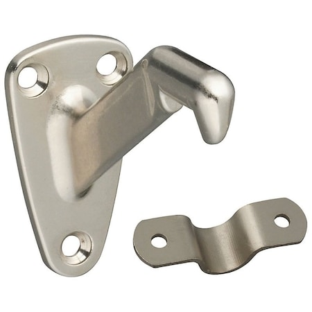 National Hardware Handrail Bracket with Strap, 250 lb, Zinc, Satin Nickel N325-548