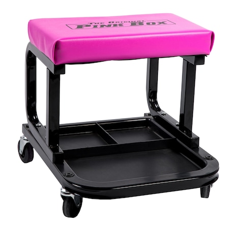 The Original Pink Box Rolling Mechanics Creeper Seat with Tool Tray, Pink PB14MCS