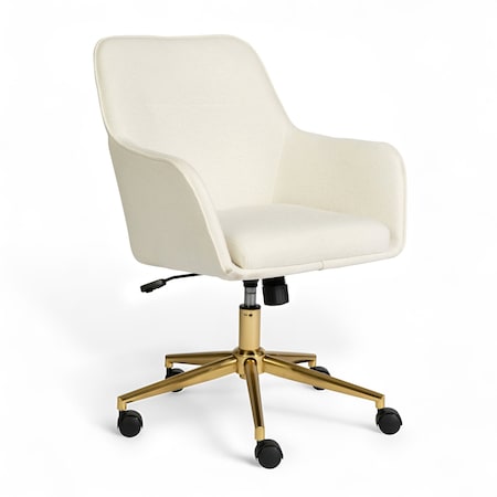 Martha Stewart Rayna Upholstered Office Chair in Off White/Polished Brass CH-220921-6-CR-GLD-MS