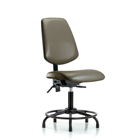 Blue Ridge Ergonomics Vinyl Chair, Desk, Round Tube Base, Med Back, Tilt, Glides, Taupe BR-VDHCH-MB-RT-T1-A0-RG-8809