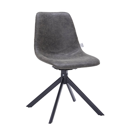 Leisuremod Markley Modern Leather Swival Dining Chair With Metal Legs in Grey MSCBL-18-GR
