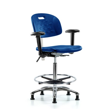 Blue Ridge Ergonomics Clean Room Chair, Adjustable Arms BR-CLR-HPHBCH-CR-T1-A1-CF-RG-BLU