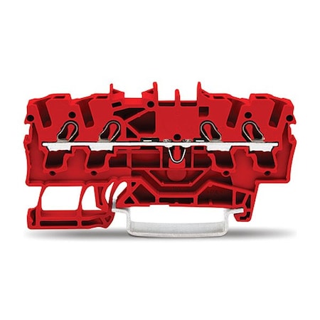 Wago Terminal Block, 2.75" L, 1.55" W, 800V, Red 2002-1403
