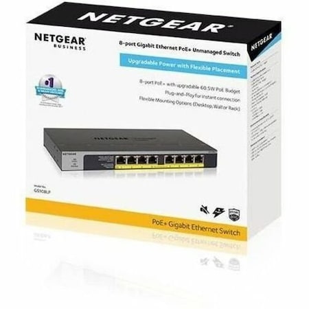 Netgear 8-PORT GIGABIT ETHERNET POE+ UNMANAGED SWITCH WITH 60W POE BUDGET GS108 GS108LP-100NAS