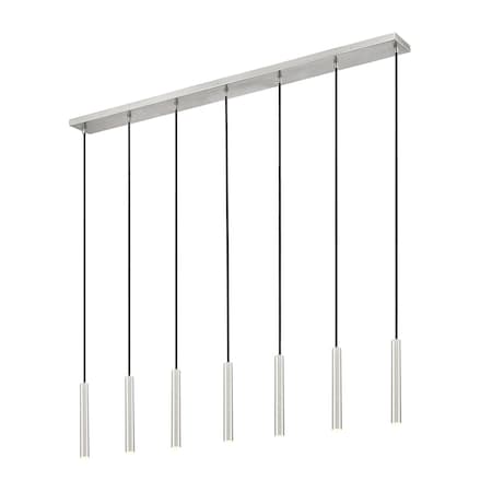 Z-Lite Forest 7 Light Linear Chandelier, Brushed Nickel, 54 In W 919MP12-7L-BN-LED