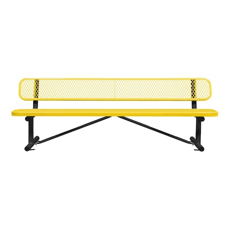Leisure Craft Bench/Back, Surface Mount, 8ft., Yellow B8WBSM-YELLOW