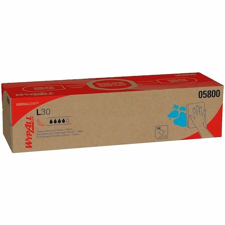 Wypall General Clean L30 Heavy Duty Cleaning Towels, Pop-Up Box, Strong & Soft Towels, White, 8 PK 05800