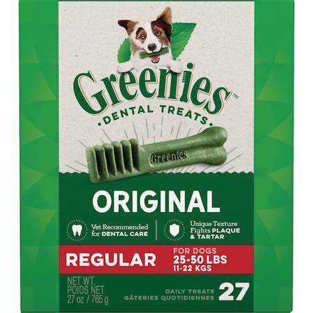Greenies Regular Medium Dog Original Flavor Dental Dog Treat , 27PK 428632
