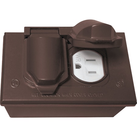 Southwire Single Gang Brnz Horizontal Weatherproof Duplex Cover with Duplex Device & Single Gang Junction Box WBCDWRTR-B-UPC